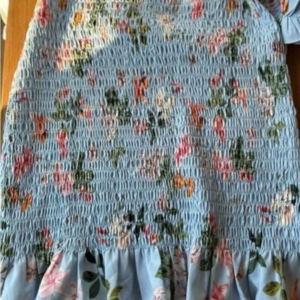 Milk & Honey Blue Floral bodycon and ruffled mini dress. Medium. NEW - Picture 6 of 8